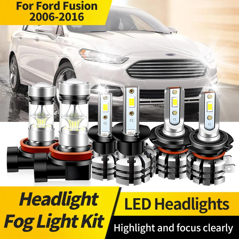 

2PCS/6PCS H7 H11 LED Headlights H11 Fog Light Bulbs Combo Hi/Lo Beam Lamp Conversion Kit White Lamps For Ford Fusion 2006-2016