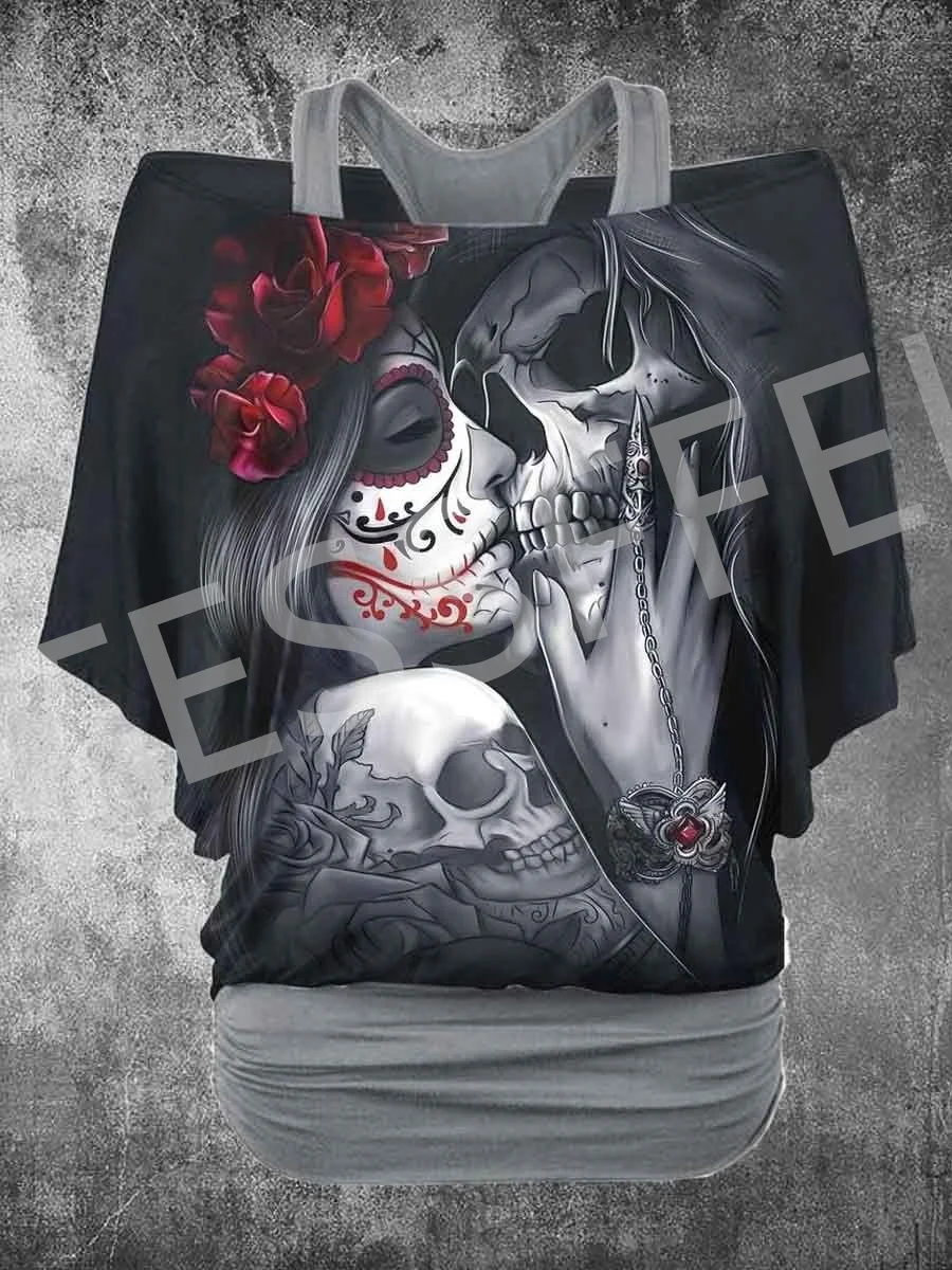 New fashion sexy gefälschte zweiteilige Frauen Top Retro Punk Schädel Tattoo Tier lustige lässige 3dprint T-Shirts Harajuku Streetwear x7