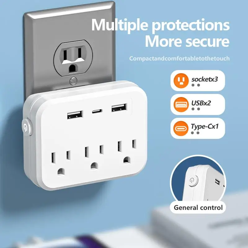 US Plug Socket Power Socket Without Extension Cord Or USB Type-C Port Socket , Two Specifications Suitable For Home Offices