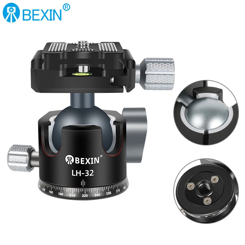 Cabezal esférico de perfil bajo LH28/LH32 de 36 mm, metal CNC, 360° °   Cabezal de trípode para cámara panorámica, monopié, cámaras DSLR y videocámaras