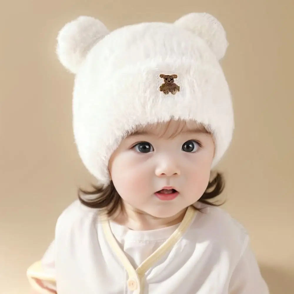 

3 Months-4 Year Old Windproof Plush Winter Baby Hat Soft Cute Beanies Cap Cartoon Ear Protection Baby Knitted Hat Boys Girls