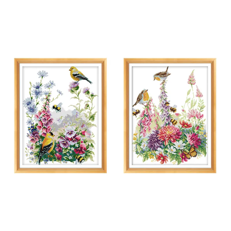 

Набор для вышивки крестом «Птица и цветы», холст с принтом, вышивка, сделай сам, рукоделие ручной работы, 14 карат, 11 карат