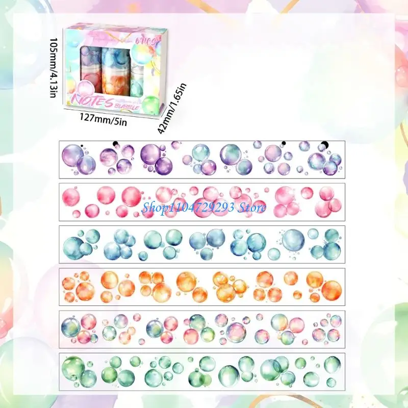 Tear Resistant Decorative Tape Dreamy Watercolor Bubble Pattern Film Sticker 