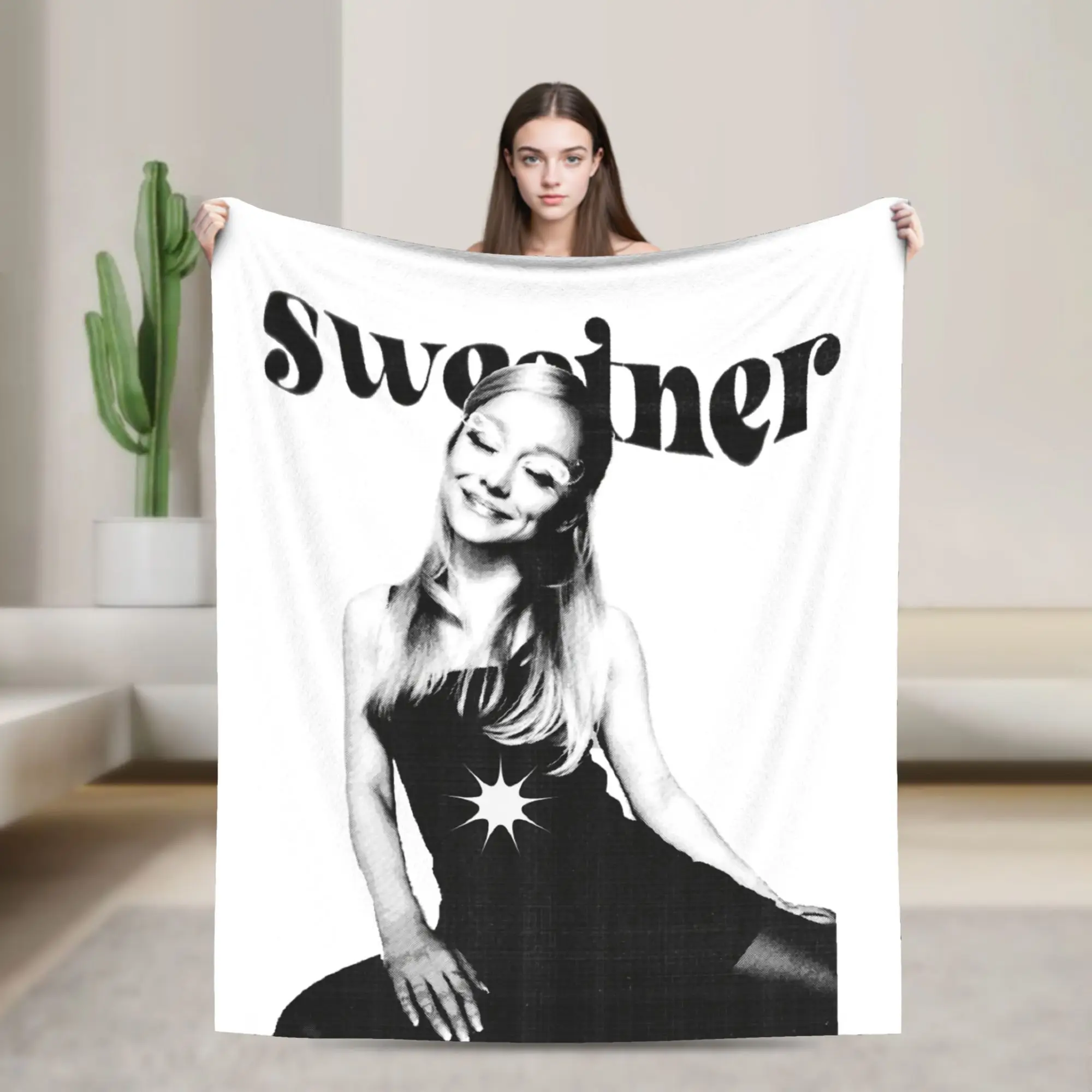 

Ariana Sweetner Knitted Blankets Fleece Grande Song Music Ultra-Soft Throw Blanket for Outdoor Travel Bed Rug