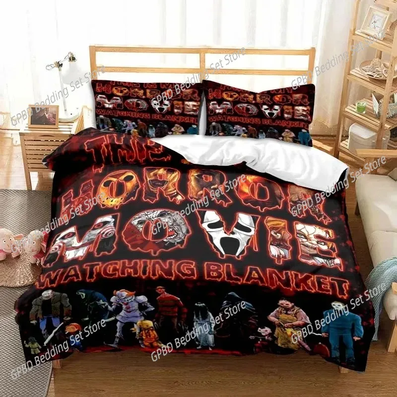 

3D Print Horror Moive Halloween Bedding Set Double Twin King Duvet Cover Comforter Pillowcase Boys Girls Adults Bedroom