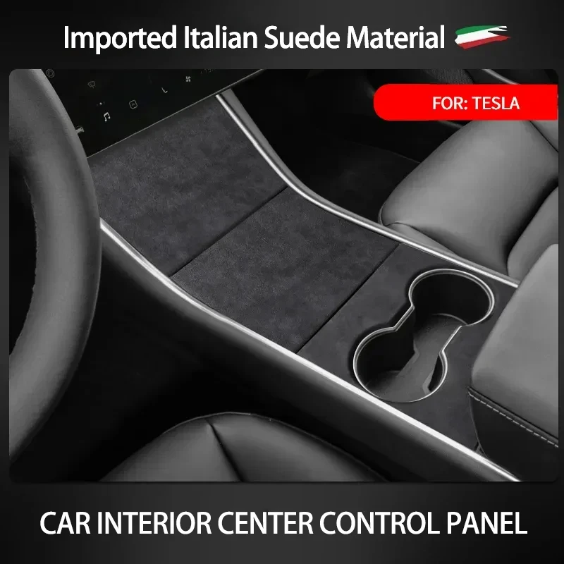 For Tesla Model 3 2019 2020 Top Suede Car Central Console Gear Shifter Panel Modifed Decorative Cover Pad Sheath Shell Sticker