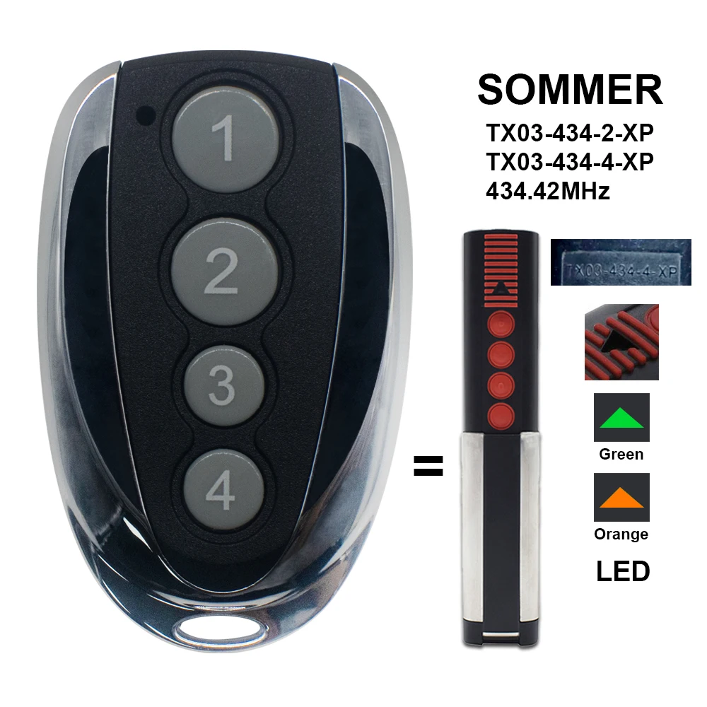 SOMMER TX03-434-4-XP garage door remote control 434.42MHz SOMMER TX03 434 4 XP command gate controller key fob