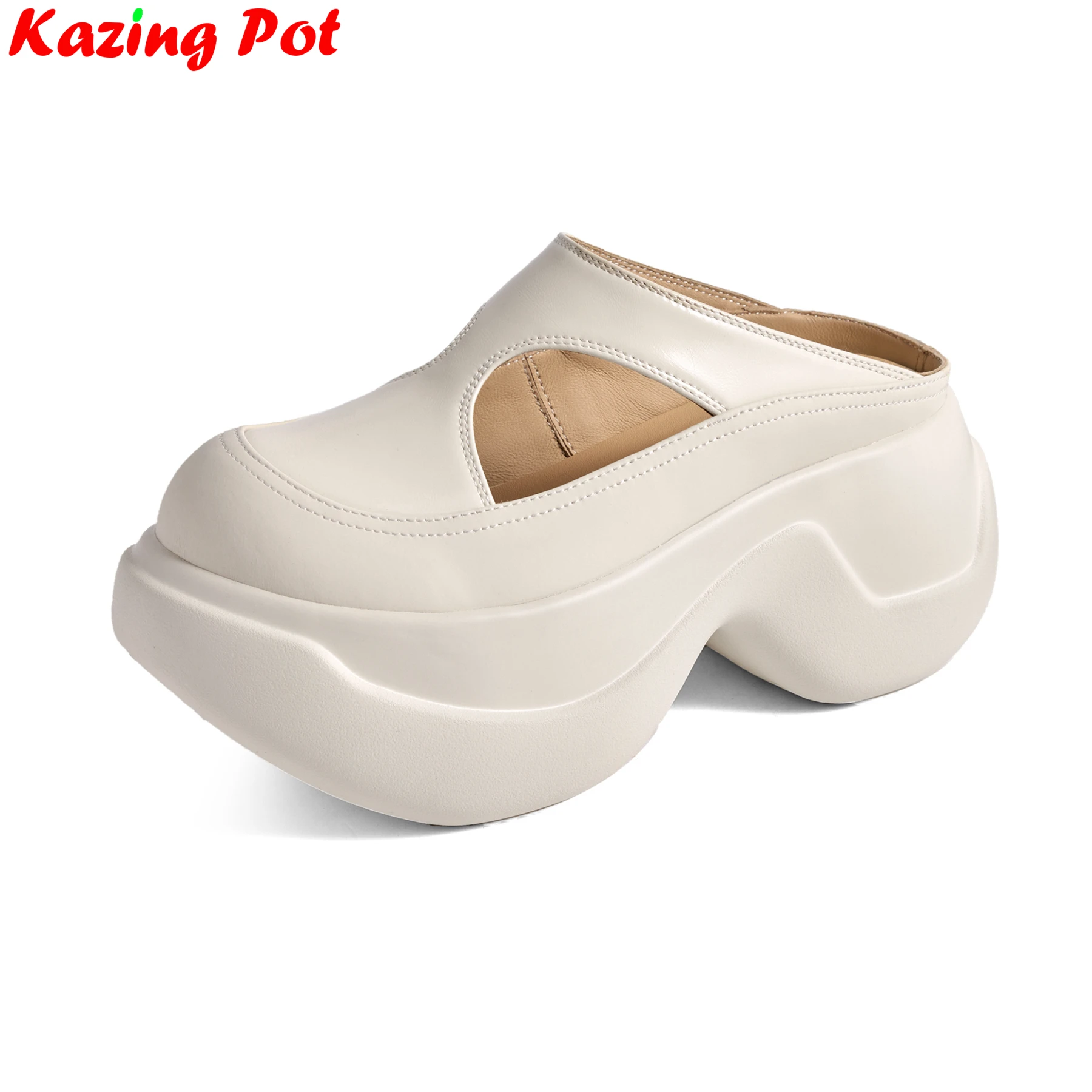 

Krazing Pot, повседневная летняя обувь на высоком каблуке из коровьей кожи с открытым носком, лаконичные сабо с открытой пяткой, пляжные современные женские сандалии на платформе для свиданий