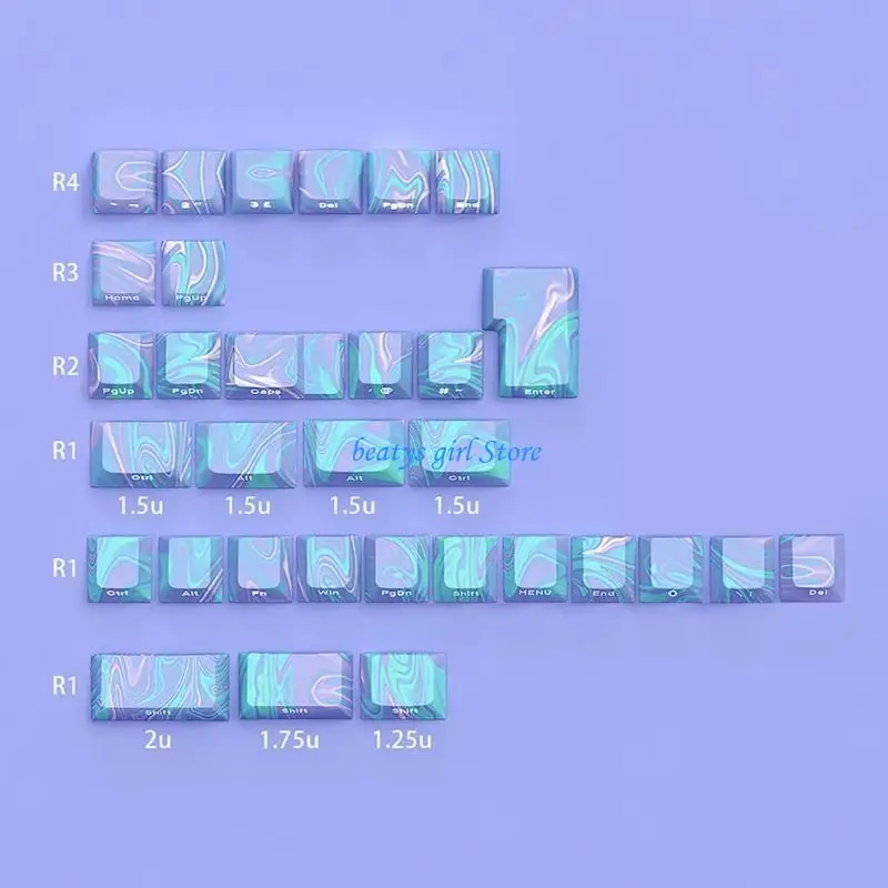 

C7AB Side Print Keycaps, 136Keys Side Engraved Backlighting Keycap Set Ergonomic for Mechanical Keyboards