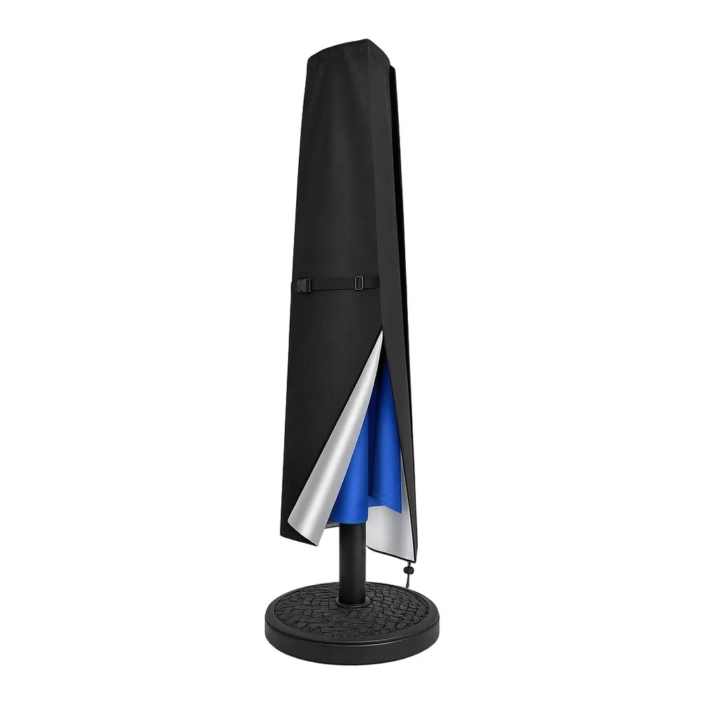 Zippered Patio Umbrella Cover with Integrated Support Rod Designed for Tall Freestanding Umbrellas 94.5 x 22.5 in