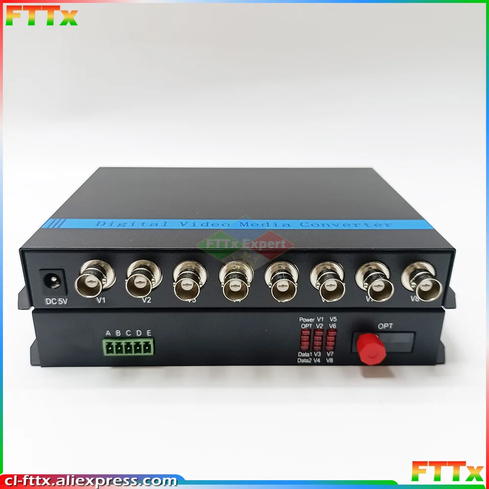 1 Pair Fiber Video Optical Transceiver 8 Channel Pure Video Optical Transceiver FC Port Single Mode Single Fiber 20KM