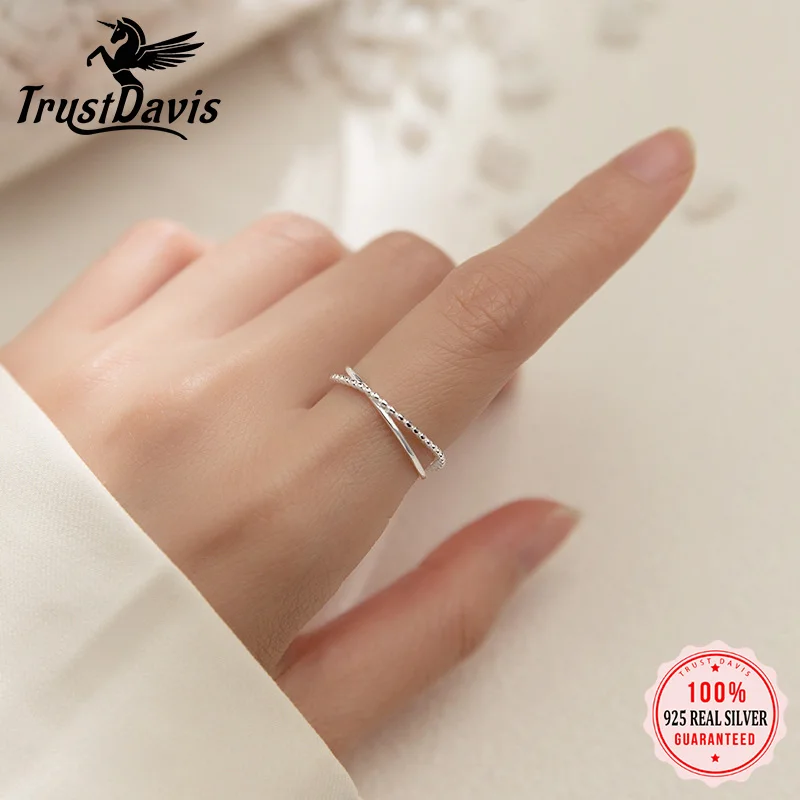 

TrustDavis 100% 925 Solid Real Sterling Silver Ring Fashion Women Cocktail Size 5 6 7 8 Wonderful Gift For Teens Girl DS107