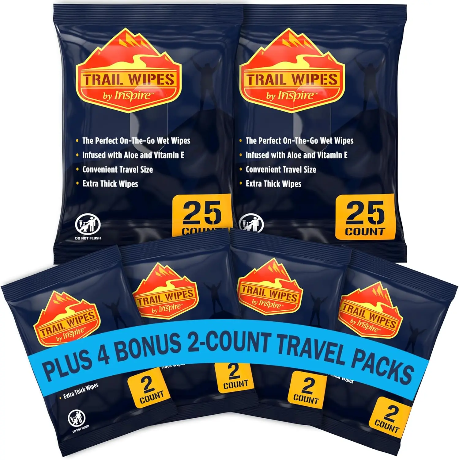 

Biodegradable Camping Wipes for Adults, No Rinse Body Wipes with Aloe & Vitamin E, Travel & Gym Essentials