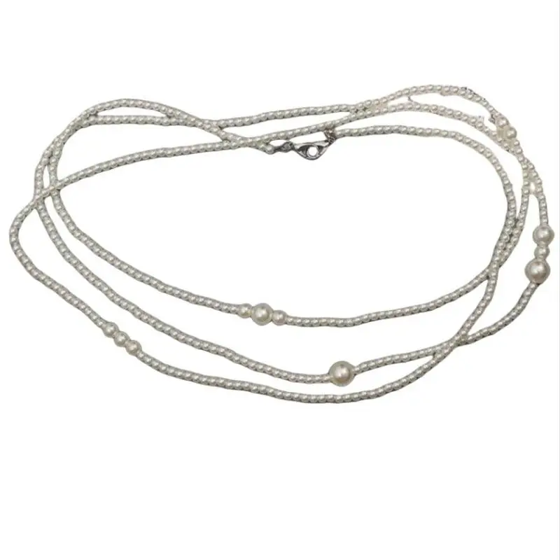 1 قطعة سلسلة الخصر اللؤلؤ التقليد الموضة النساء مع فستان الفرعية سترة متعددة الطبقات اللؤلؤ الخصر سلسلة المرأة سلسلة الجسم بسيطة