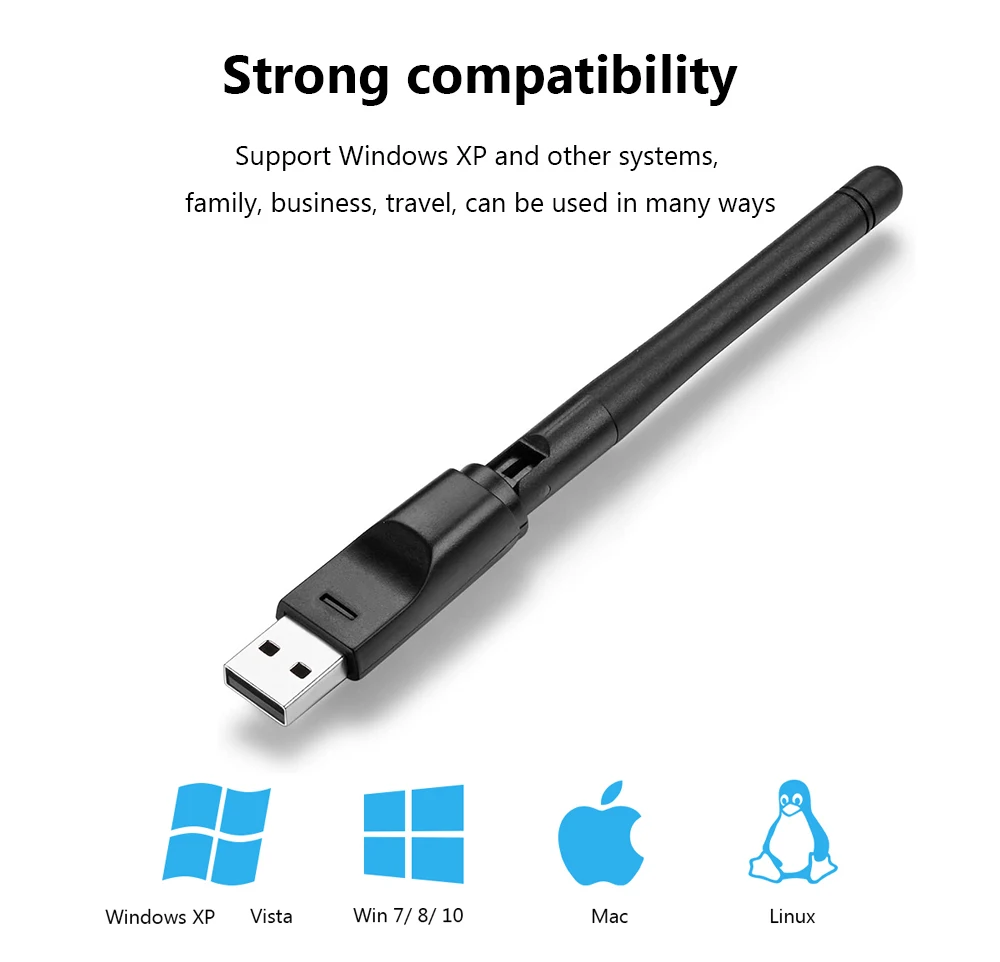 150Mbps MT7601 scheda di rete Wireless Mini USB adattatore WiFi LAN ricevitore wi-fi Antenna Dongle 802.11 b/g/n per PC Windows