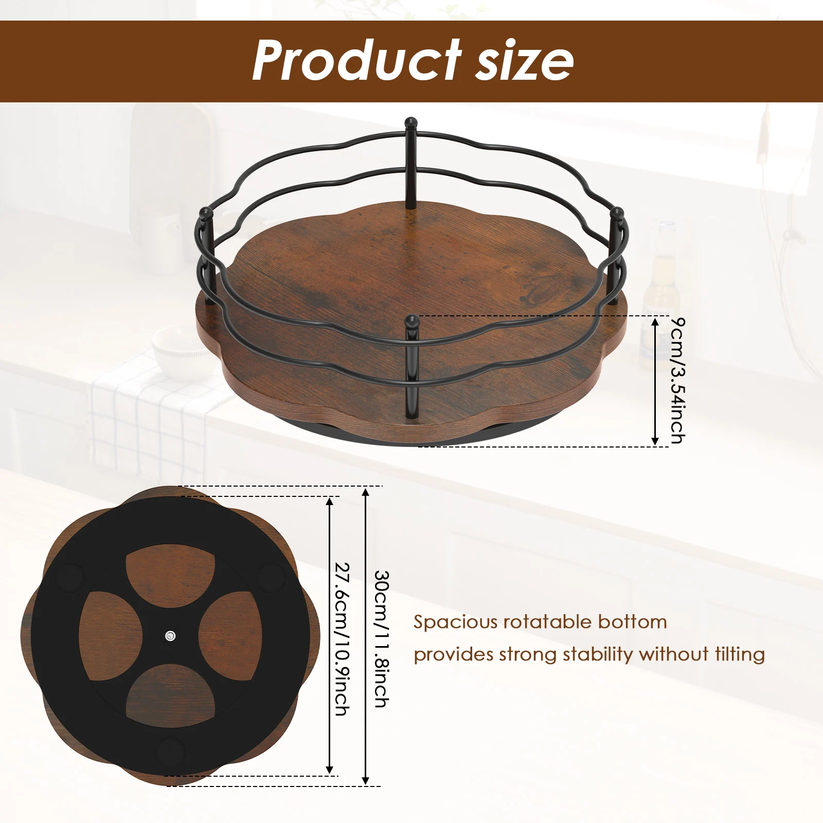 Lazy Susan Organizer 360° Rotating Turntable Organizer Multifunctional Rotating Spice Rack for Cabinet Pantry Kitchen Countertop