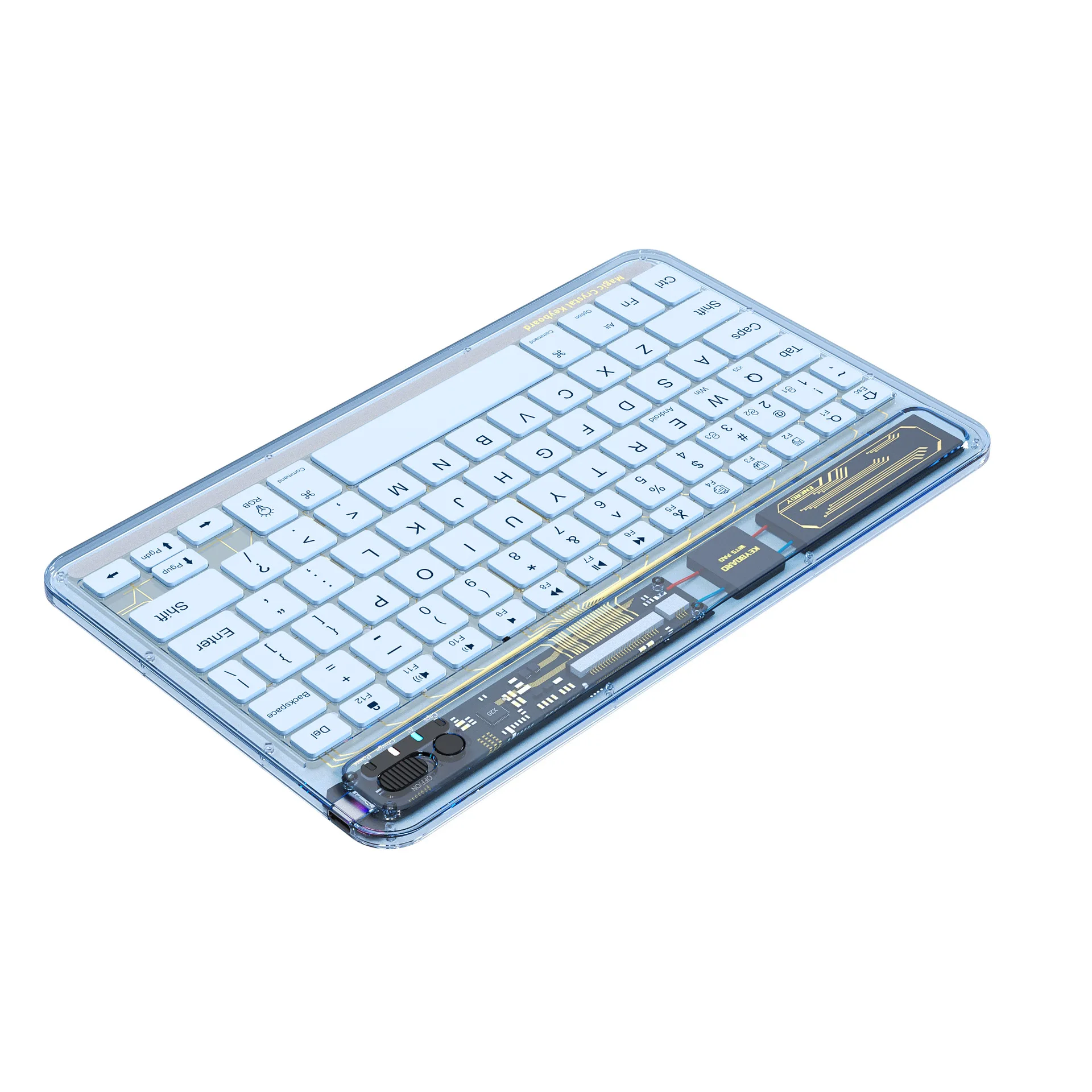 Transparent Shell Wireless Bluetooth Keyboard RGB Light Effect Light Weight Portaable Silent Scissor Foot Button Tablet