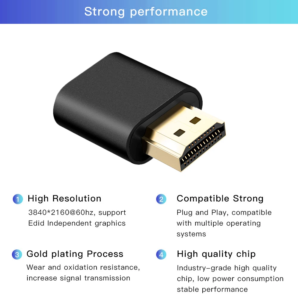 HDMI-compatible VGA Virtual Display Adapter 4K DDC EDID Dummy Plug Headless Ghost Cheat Emulator Adapter Video card All Systems