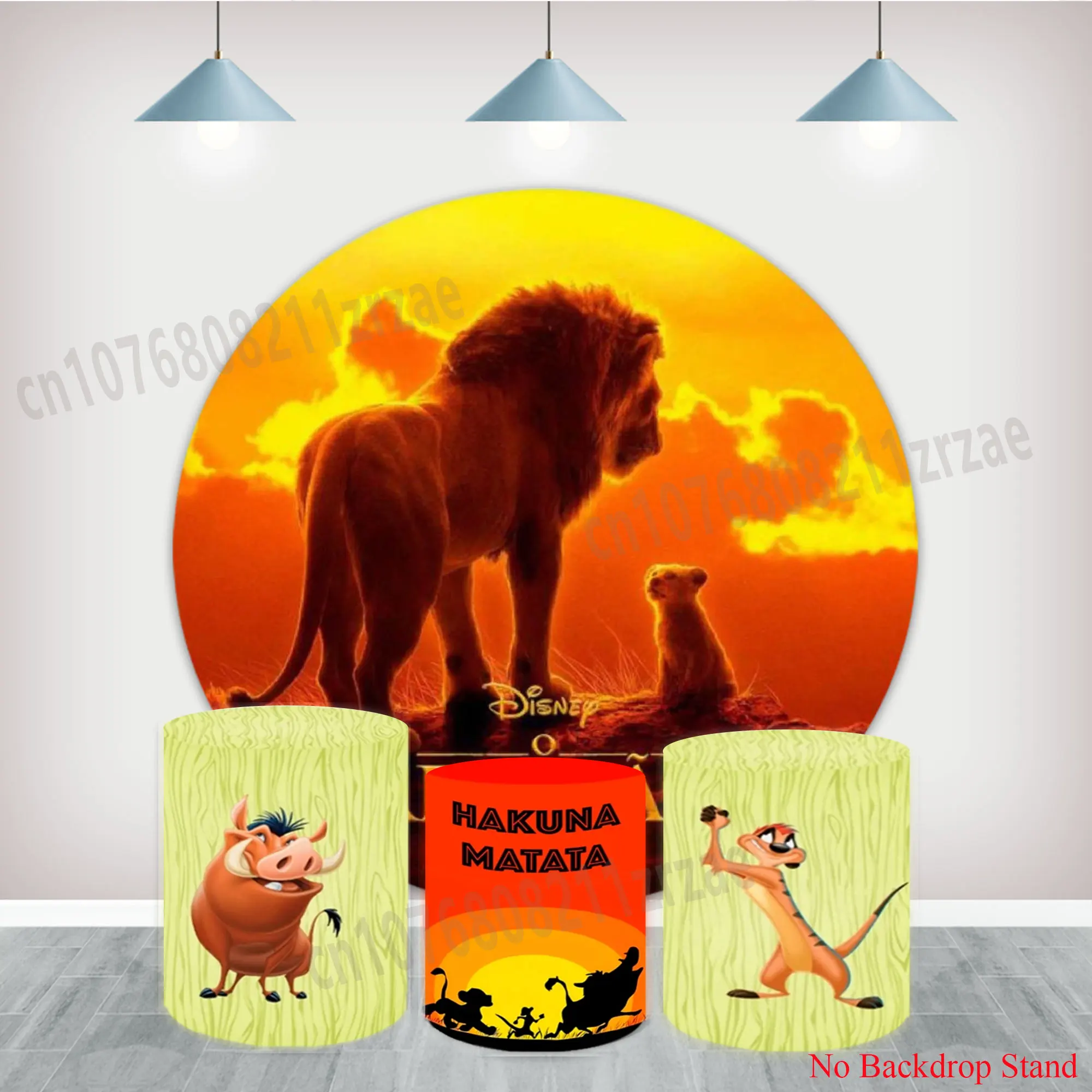 

Круглый фон «Король Лев» для детского дня рождения мальчиков, украшение для вечеринки на открытом воздухе, цилиндрический фон с Симбой, декор для детского праздника, фон с закатом