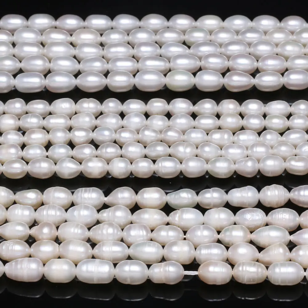 6-7mm White Rice Shaped Natural Freshwater Pearl Loose Spacer Beads for Jewelry Making Supplies DIY Necklace Bracelet Accessory