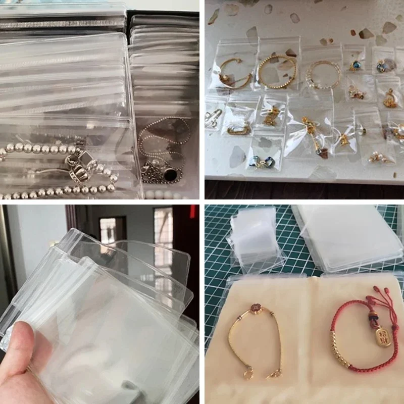 100Pcs High Quality PVC Plastic Self Sealing Packaging Bag Thick Clear Zip Lock Earrings with Zipper Jewelry Bag