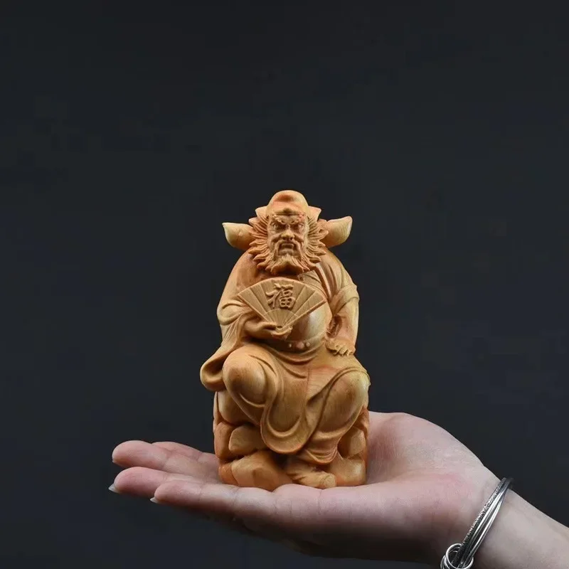 

Natural Cypress Sculpture Heavenly Master Zhong Kui Statue ，Ward off Evil Characters Statues ，Home Room Office Feng Shui Statue