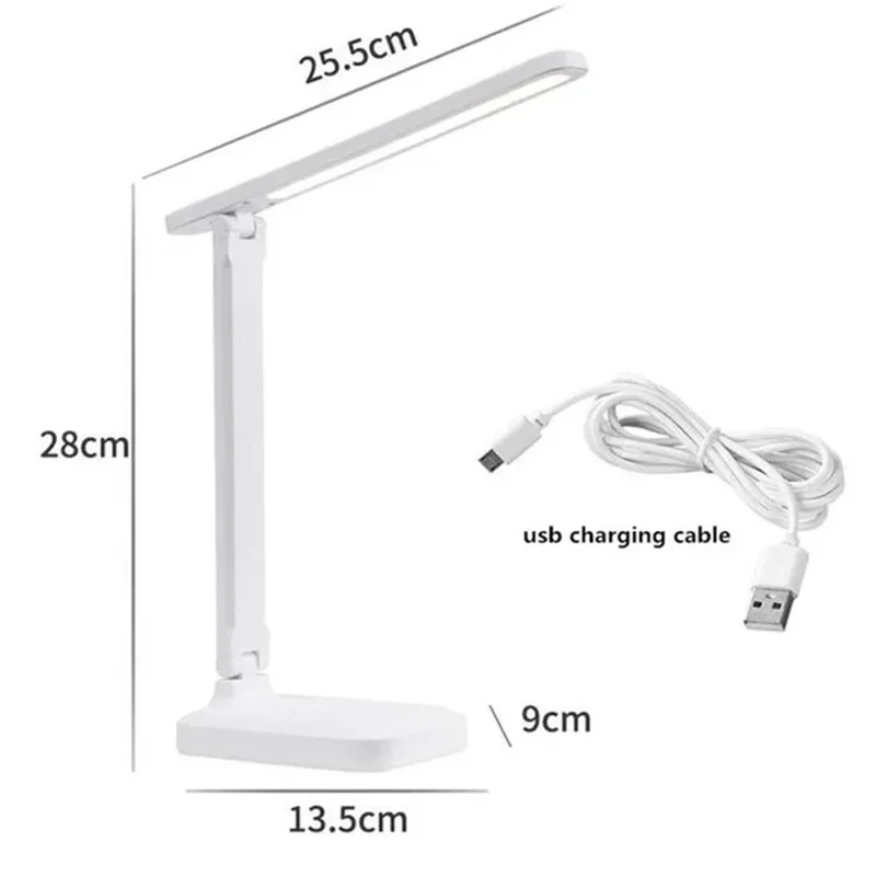 Lâmpada LED regulável para estudantes, luz de leitura do quarto, USB recarregável, candeeiro de mesa dobrável, presente perfeito, toque, 1pc