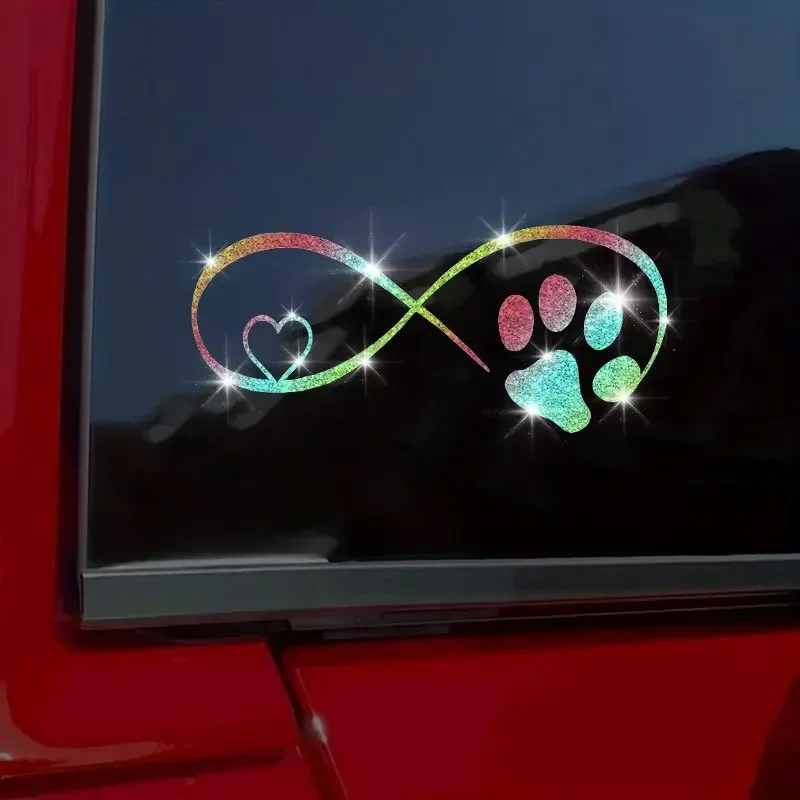 Cat Paw Heart Glitter Motorcycle Stickers Waterproof Motorbike Fairing Fuel Tank Car Window Vinyl Decals DIY Decor