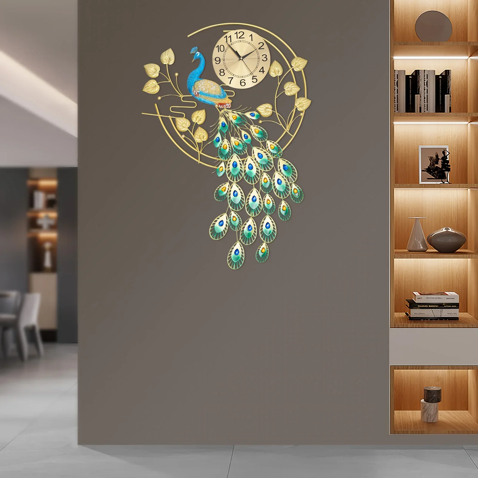 

Peacock Wall Clock for Living Room Decor, Modern Luxury Wall Clock, Silent Non-Ticking Battery Operated Wall Clock(Not Included)