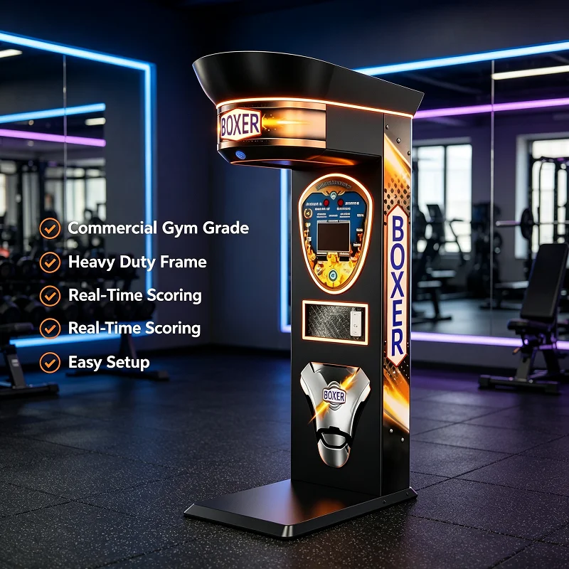 Coin Boxing Arcade, Adult Punch Challenge, Electronic Score Counter with Timer for Indoor Fairground