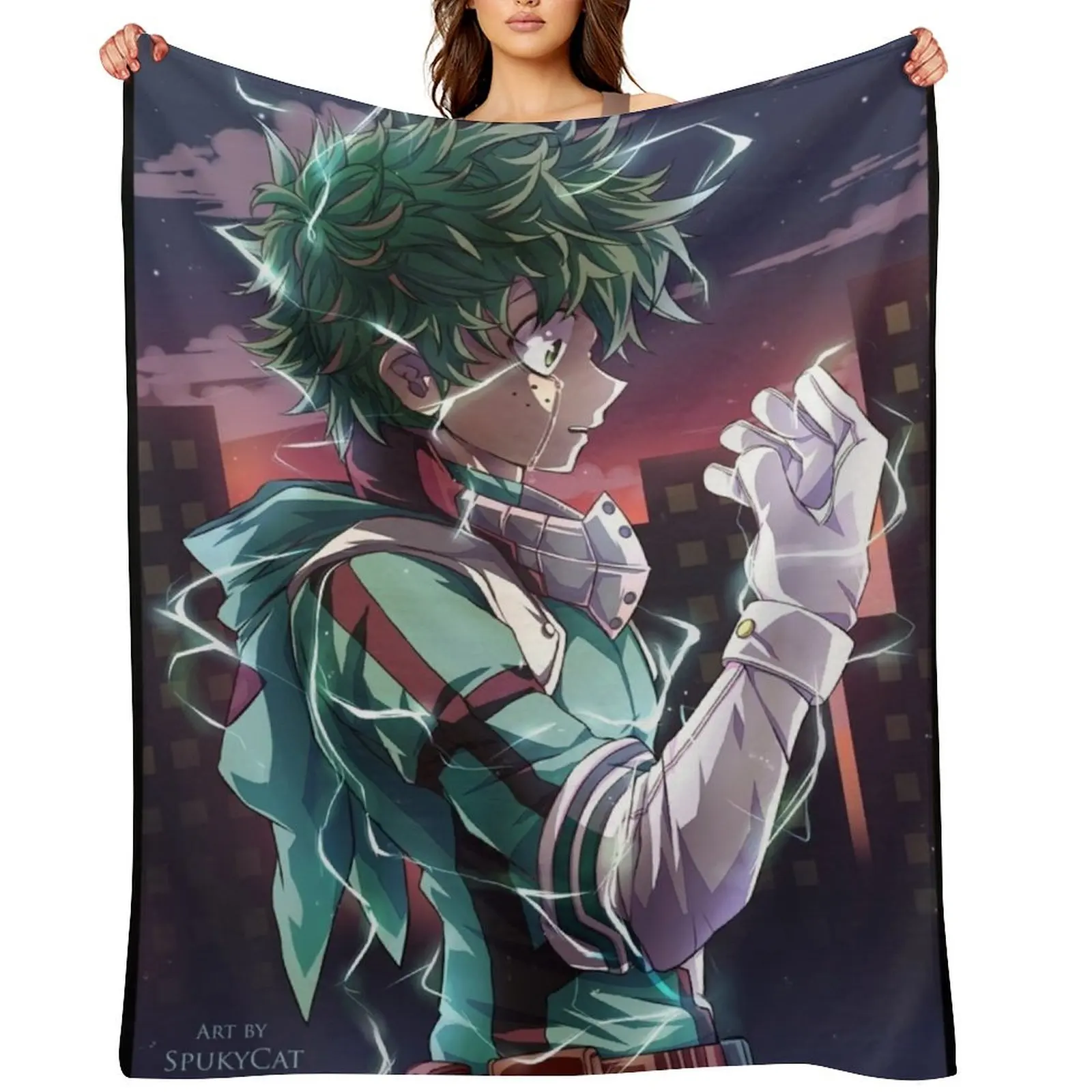 

Deku BNHA Throw Blanket Sofas manga Decoratives Soft Beds Blankets