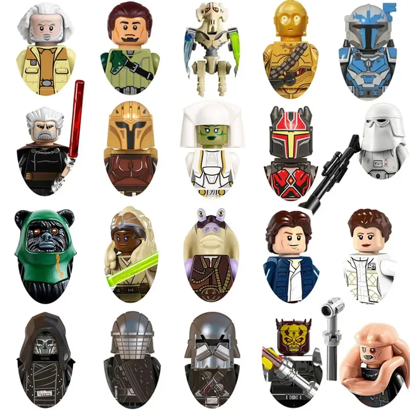 Star Wars Yoda Mandalorian Han Solo C-3PO Leia Darth Vader BbbaFett Block Mini Robot Figure Toy Bricks Assembling Doll