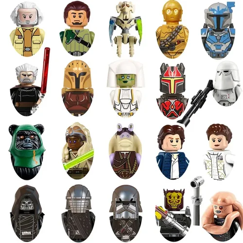 스타워즈 요다 만달로리안 한 솔로 C-3PO 레이아 다스 베이더 BbbaFett 블록 미니 로봇 피규어 장난감, 벽돌 조립 인형