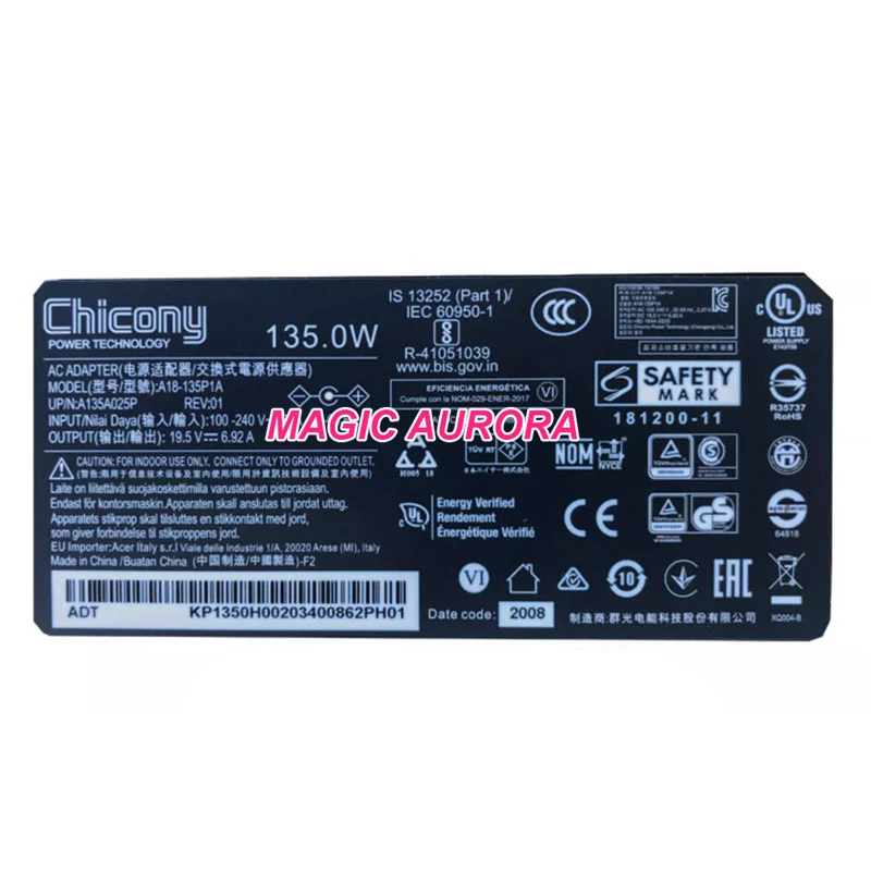 Imagem -03 - Original Chicônia A18135p1a 19.5v 6.92a 135w Carregador para Acer Aspire Série Nitro N17c2 An51555-544r Aspire vx 15 Adaptador
