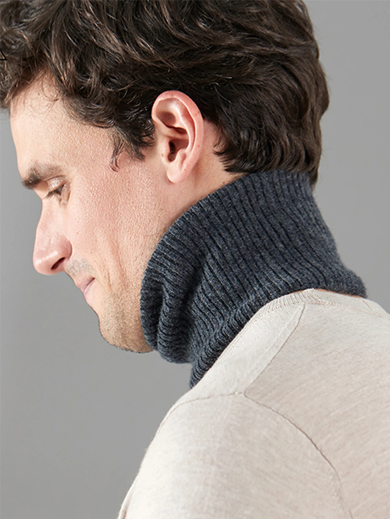 Men Cashmere Knitted Ring Scarf Winter Soft Warm Wool Turtleneck False Collar Comfort Loop Scarves All Match Neck Warmer