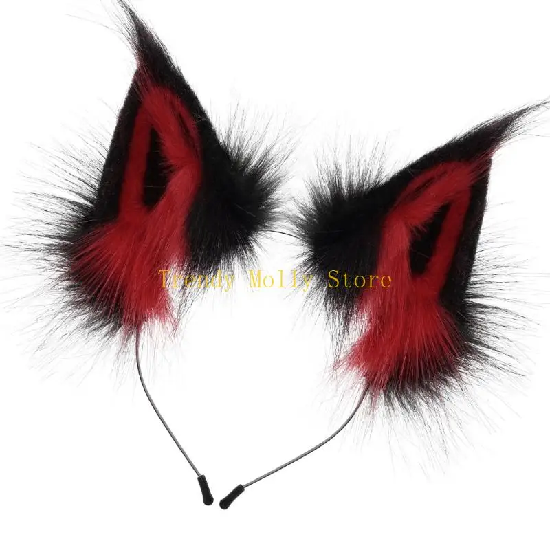 N5KB Kunstfelle, Füchse, Wolfsohren, Stirnband, pelzige Tierohren, Haarreifen, Haarschmuck