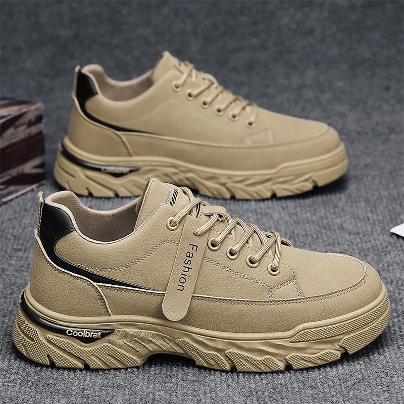 

Men's Casual Work Shoes Wear-Resistant Construction Site Labor Shoes Trendy Leather Shoes Comfortable Rubber Sole Shoes