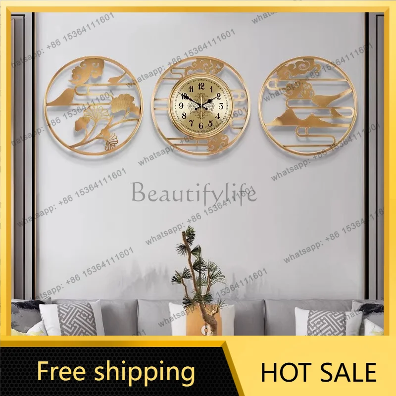 LJY Round Chinese Style Minimalist Wall Clock Luxury Art Decor Digital Aesthetic Wall Watch For Home Room Decoration