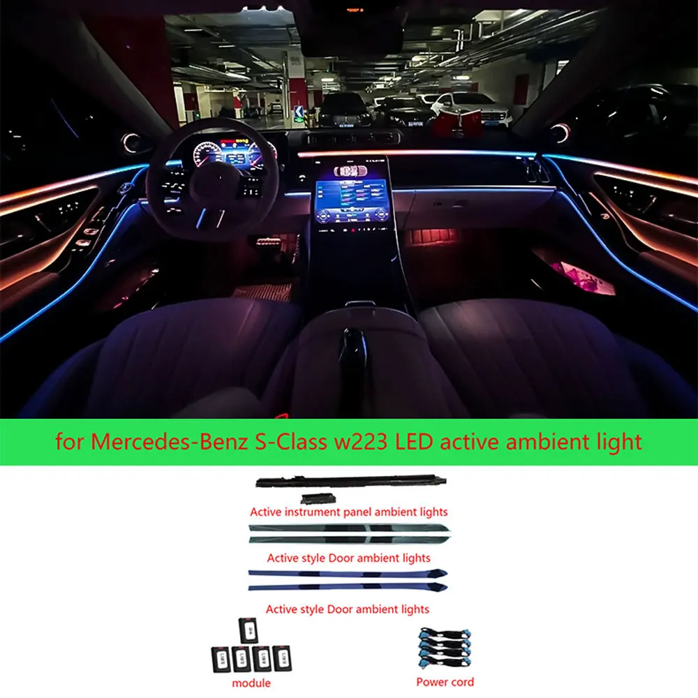 64 color active style LED ambient light for Mercedes-Benz S-Class S400 S450L S480 S500 W223 2021+ multi-color LED mood light