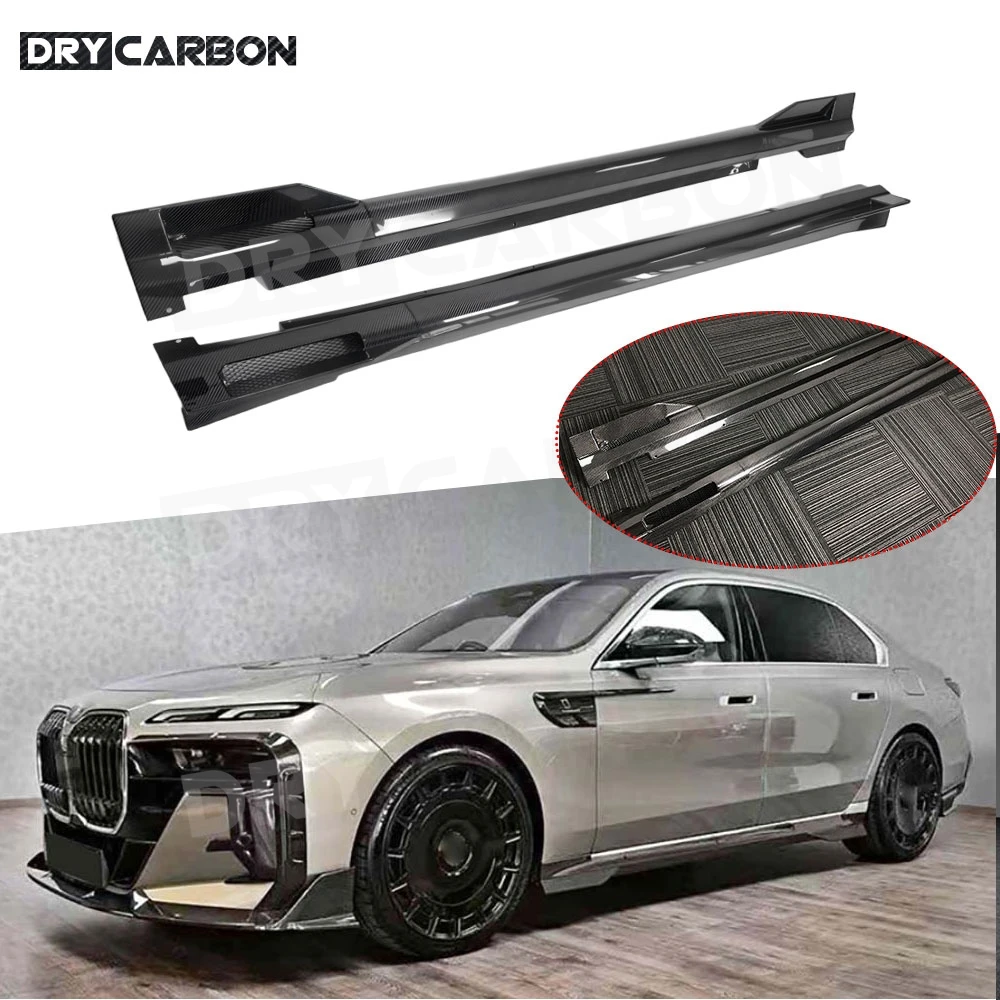 Trockene Carbonfaser-Seitenschweller, Türstoßstangenlippen und Spoiler für BMW 7er G70 2023+ – Karosserie-Styling-Kits und FRP-Zubehör
