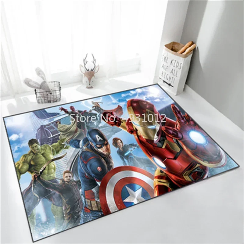 Disney Avengers Iron Man Hulk Thor Rug Blanket for Baby Kids Bedroom Living Room Carpet Non-slip Mat Home Floor Decoration