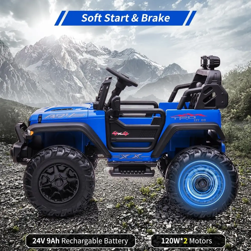 سيارة ركوب للأطفال بمقعدين 24 فولت مع جهاز تحكم عن بعد، مقعد 20 بوصة 15.5 بوصة عجلات شاحنة مركبة كهربية لمدة 3 سنوات فما فوق - 2 توصيل العبوات #6