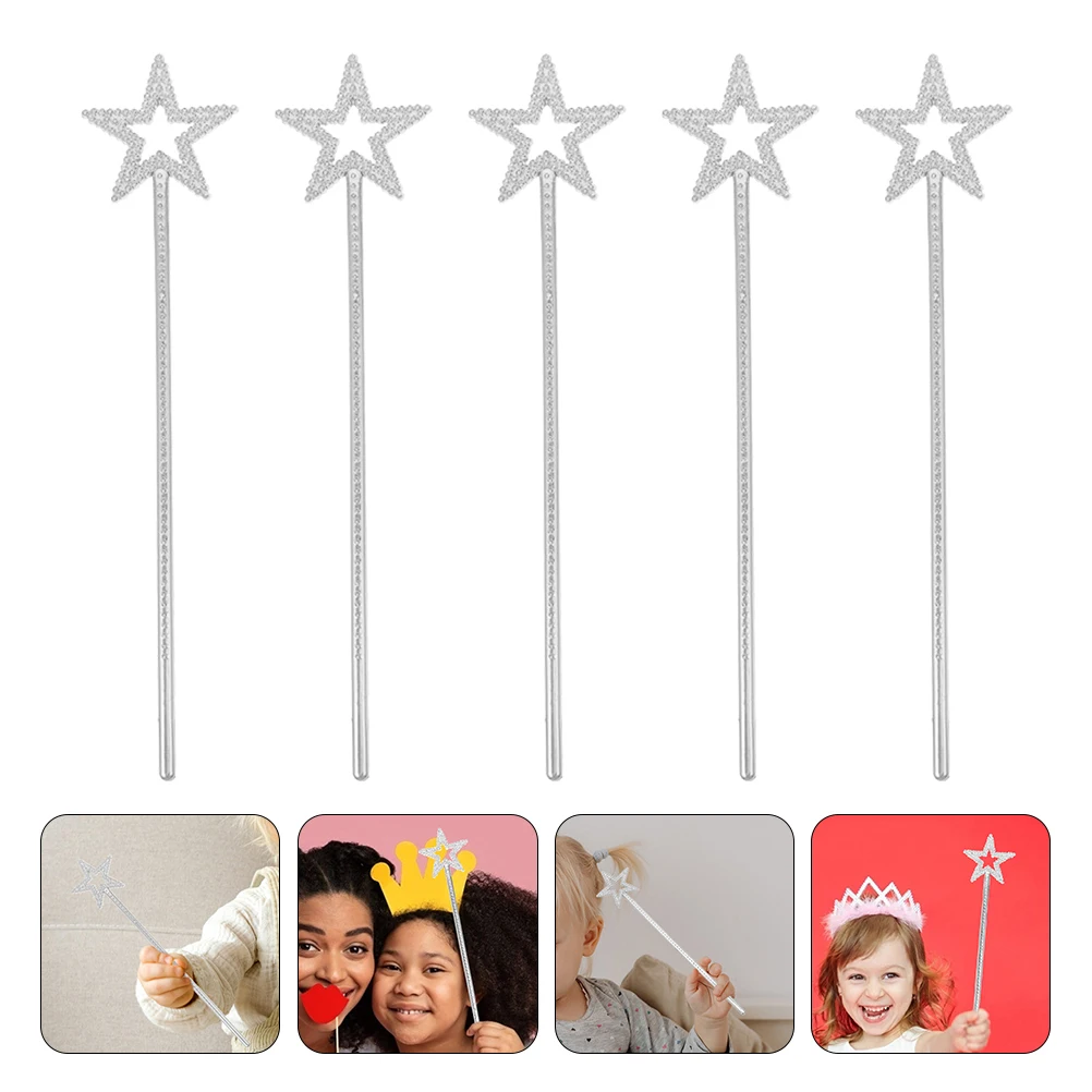 

8pcs Star Shaped Fairy Wand For Pentagram Silver Plastic Party Game Props Performance