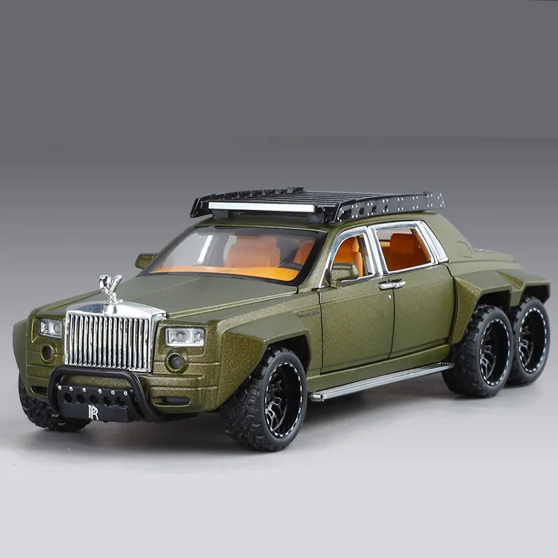 1:32 Rolls-Royce Phantom 6*6 Alloy Pickup Car Model Diecasts Metal Off-road Vehicles Car Model Simulation Sound Light Kids Gifts