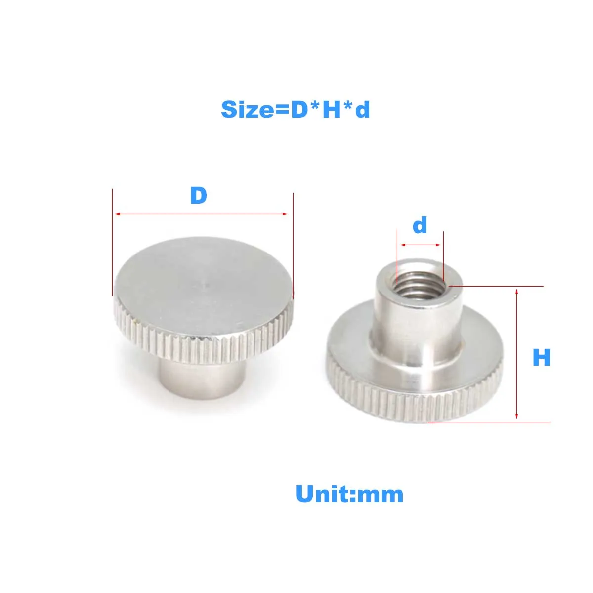 

DIN466 304 Stainless Steel High Head Hand Twisted Knurled Nut M2-M10