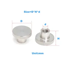 DIN466 304 Stainless Steel High Head Hand Twisted Knurled Nut M2-M10