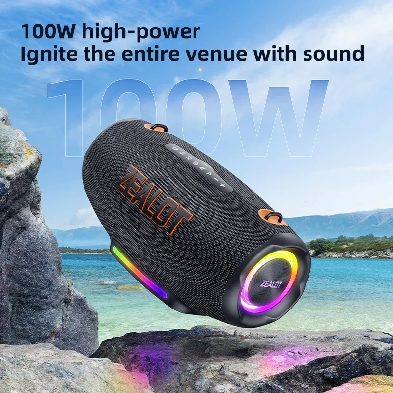 Zealot-S127 100W Portable Subwoofer Bluetooth Speakers TF Card Outdoor Stereo Surround Waterproof Loudspeaker Wireless Sound Box