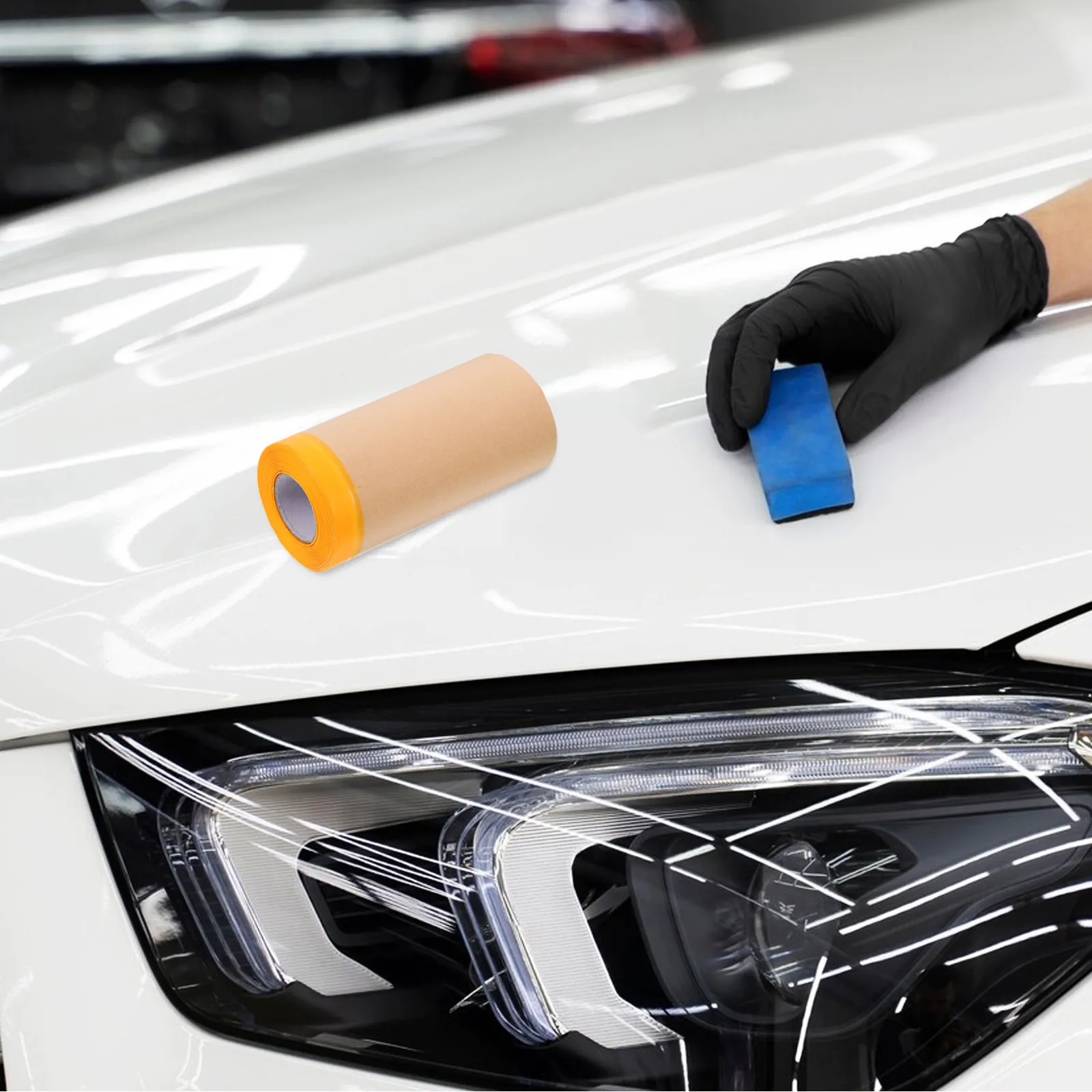 Pre-Taped Masking Paper Auto Body Painting Protective Paper Roll for Covering Furniture Skirting Frames Automotive Tape Paint
