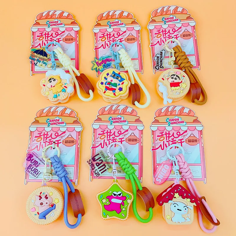 

Kawaii Crayon Shin-chan Keychain Cute Sweetheart Cookie Series Bag Charm Car Key Chain Backpack Accessory Girls' Gift