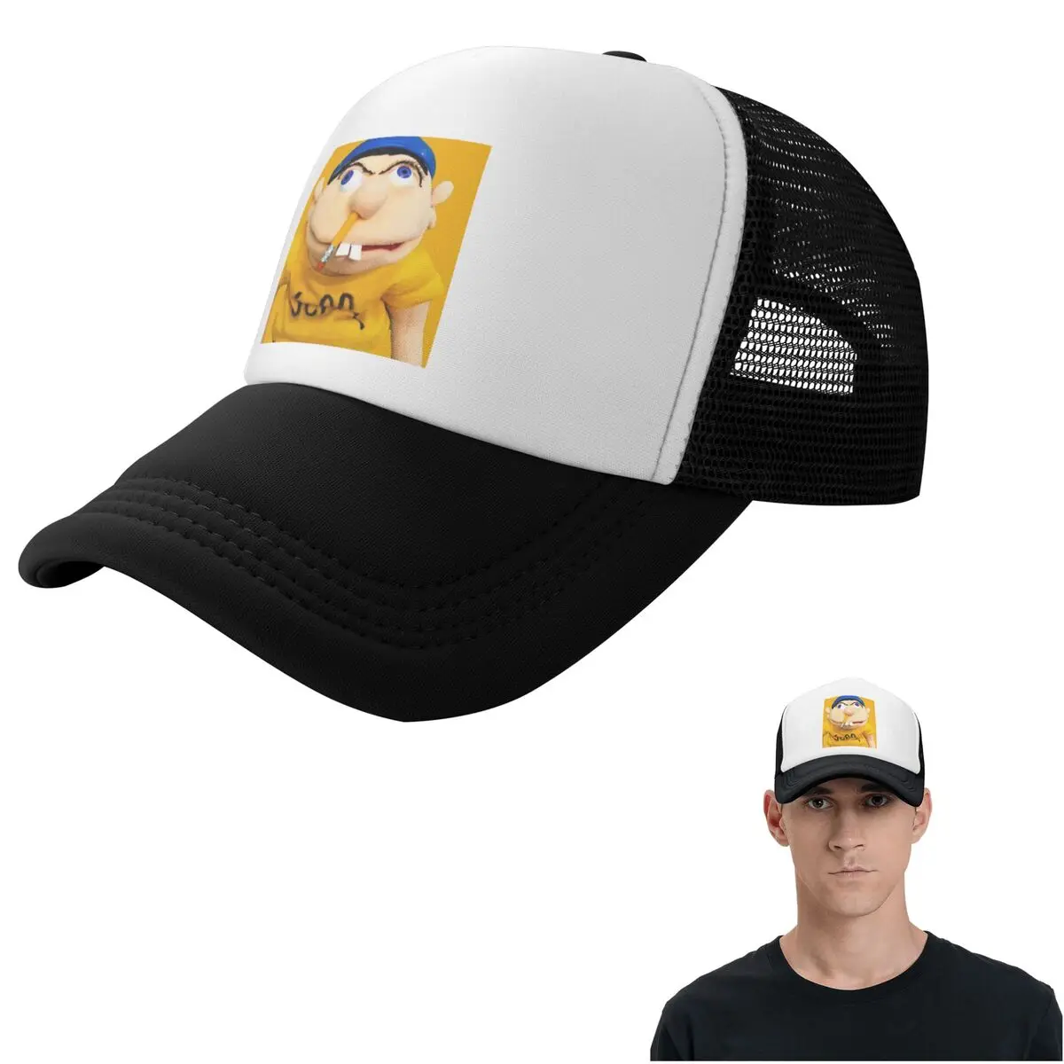 Jeffy Puppet (4) Cap Fashion Mesh Baseball Caps Adjustable Hat Hip Hop Summer Unisex Baseball Hats